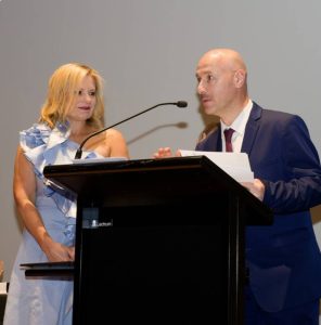 Winner of the Integrity Award, John Fato, Housemate at Emerald Glades, with Lifeview CEO Samantha Jewell.